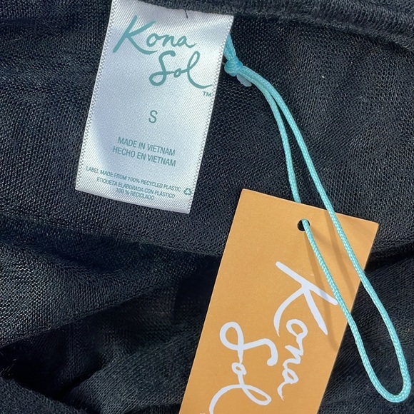 Kona Sol Black Swim Vneck Hooded Sheer Coverup - Picture 6 of 7